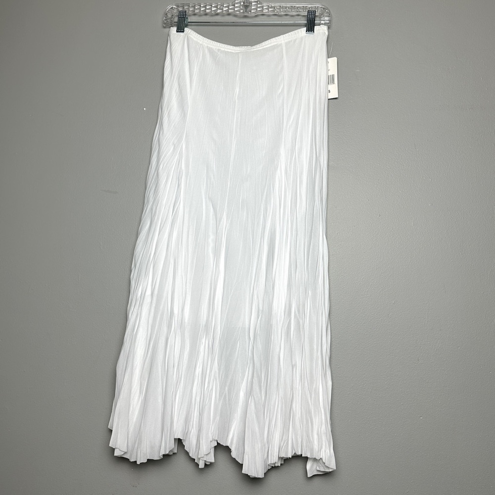 NWT Vintage Asymmetrical Pleated White Maxi Skirt Size Small